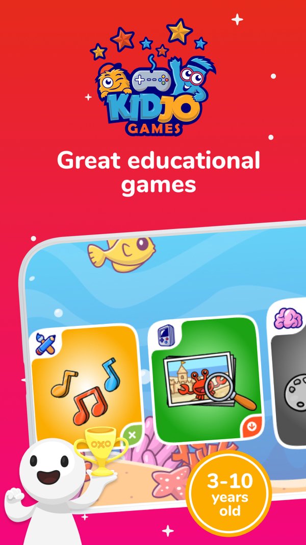 Kidjo Games app store screenshot: kids games catalogue