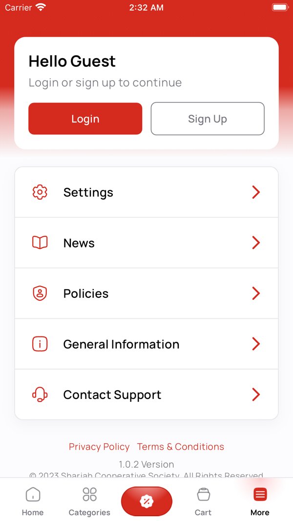 Sharjah Co-op app store screenshot: store locator